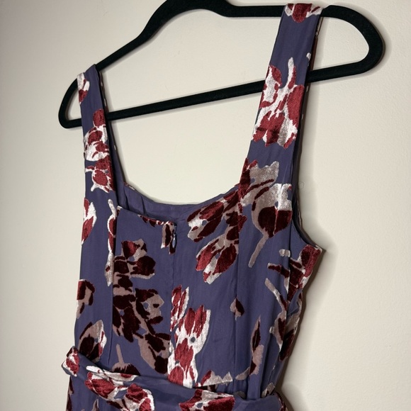 NWT ANTHRO Moulinette Soeurs Boho Purple Velvet Burnout Belted Wide Leg Jumpsuit - Picture 5 of 11